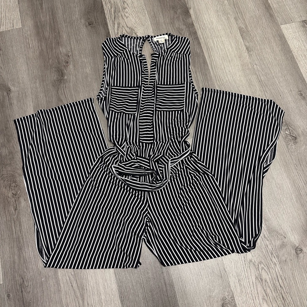 Striped jump suit